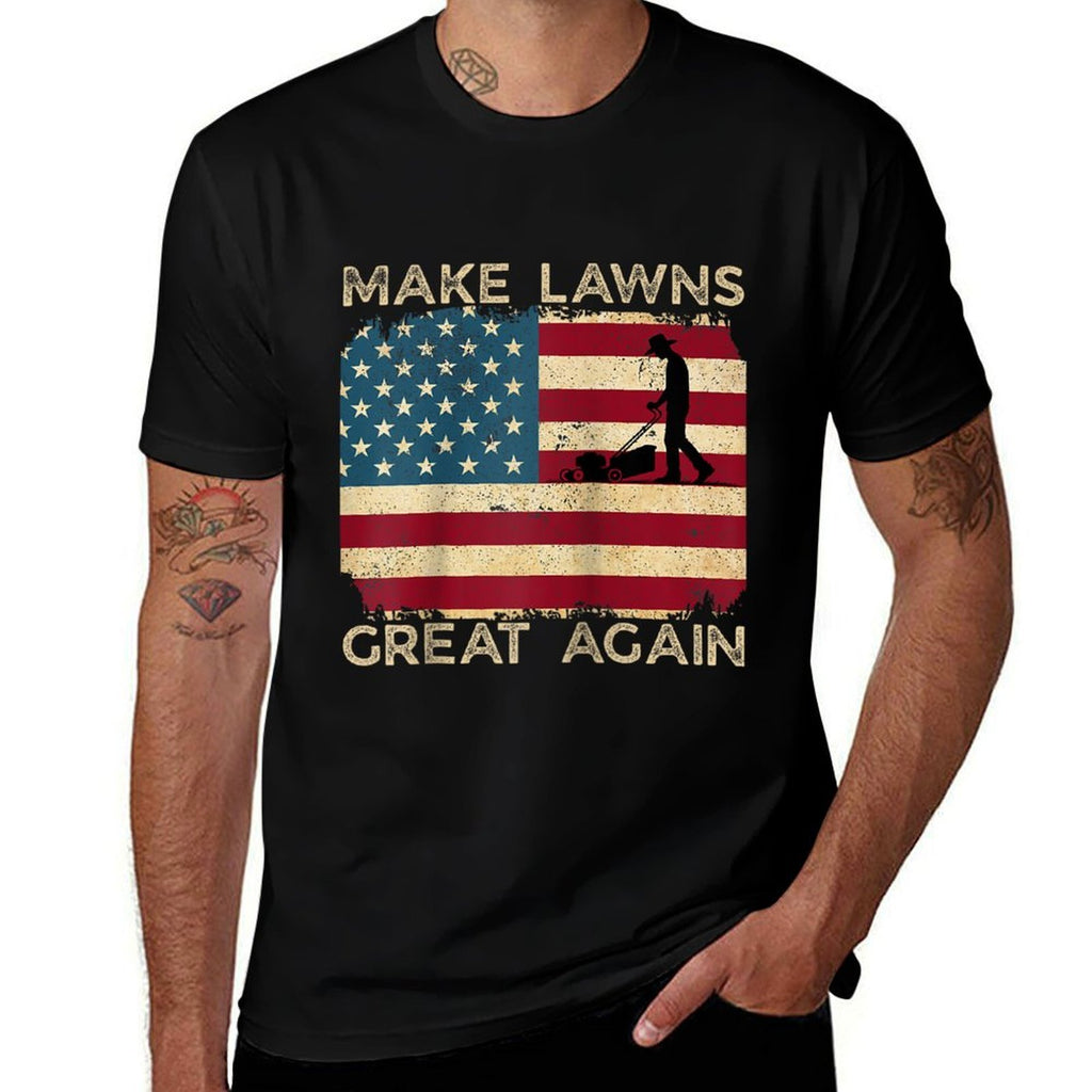 Make Lawns Great Again Funny Lawn Mower Dad Gardener Funny Raglan Baseball  Durable T-Shirt