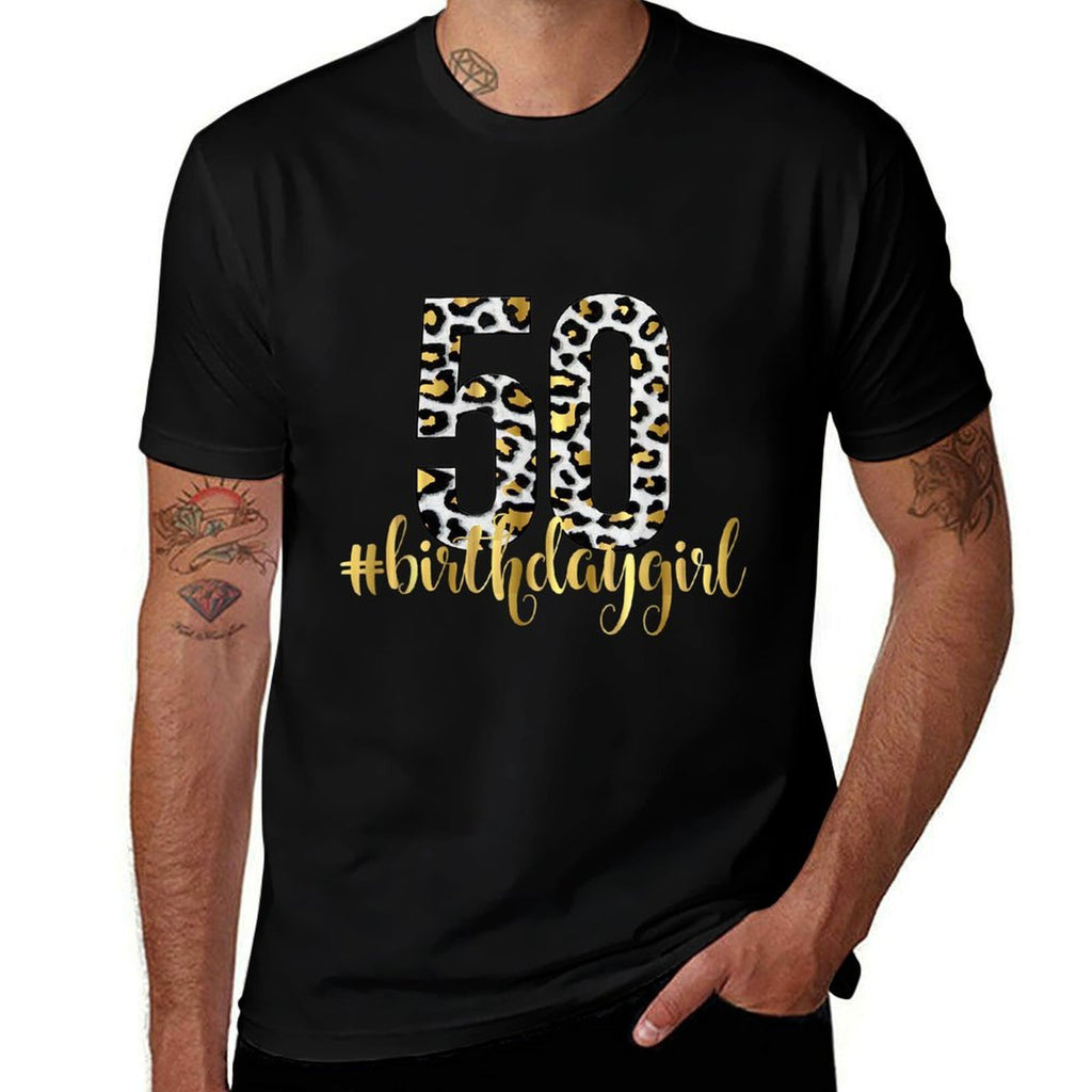50th Birthday Girl Outfit Glam Leopard Animal Print  Relaxed-fit T-Shirt