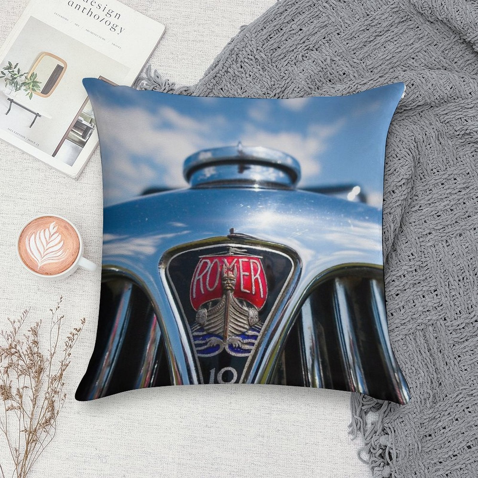 Rover 10 Grille Soft Short Plush Fabric Throw Pillow