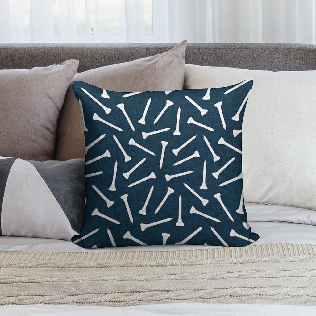 Golf Tees - Navy Soft Durable Construction Throw Pillow