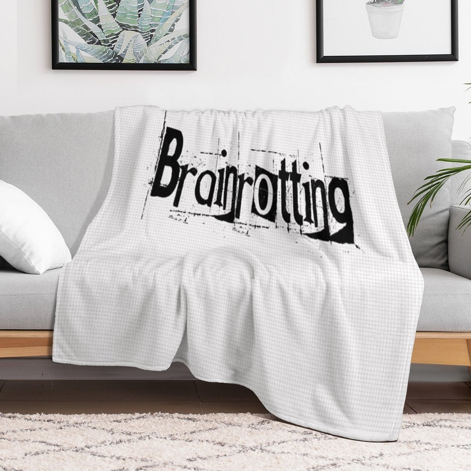 Brainrotting Funny Meme Print Anti-pilling Throw Blanket