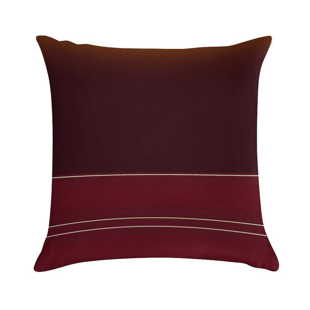 Rich Burgundy Ombre Wine with Gold Stripes Soft Reinforced Edging Throw Pillow