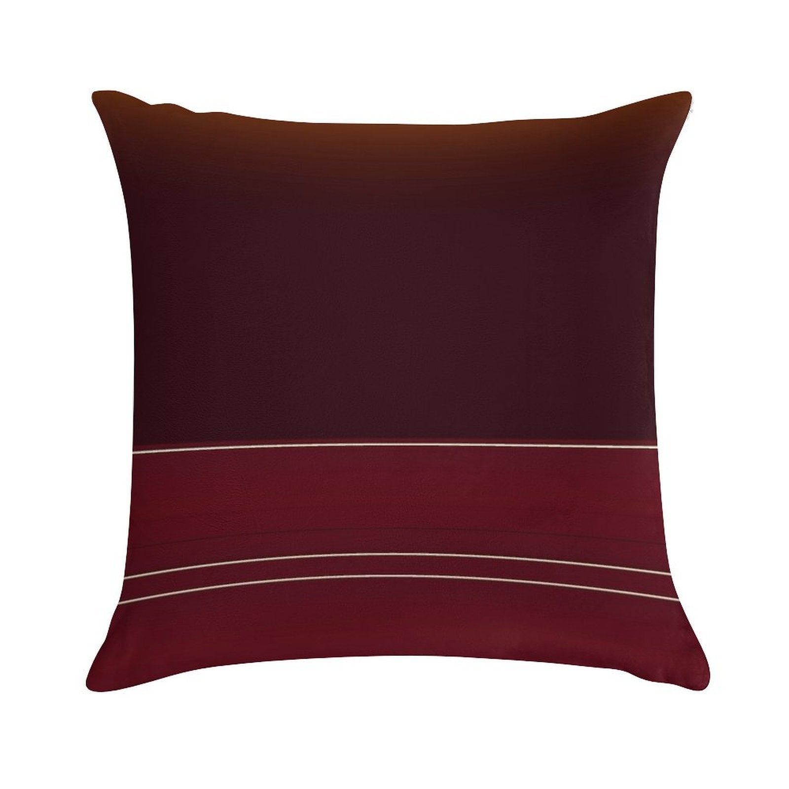 Rich Burgundy Ombre Wine with Gold Stripes Soft Reinforced Edging Throw Pillow