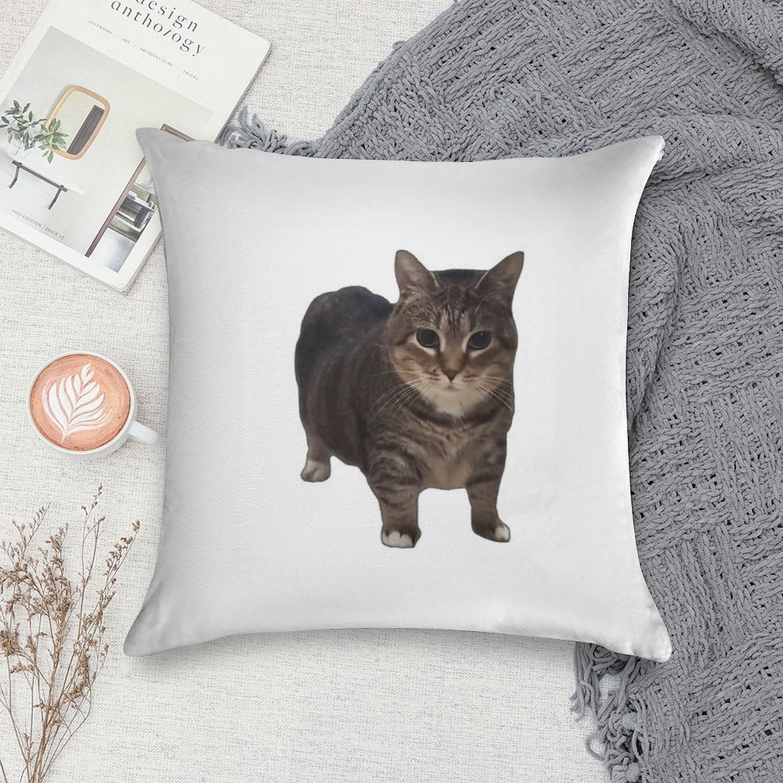 Spinning Oiia Oiia Cat Soft Shrink-Resistant Throw Pillow