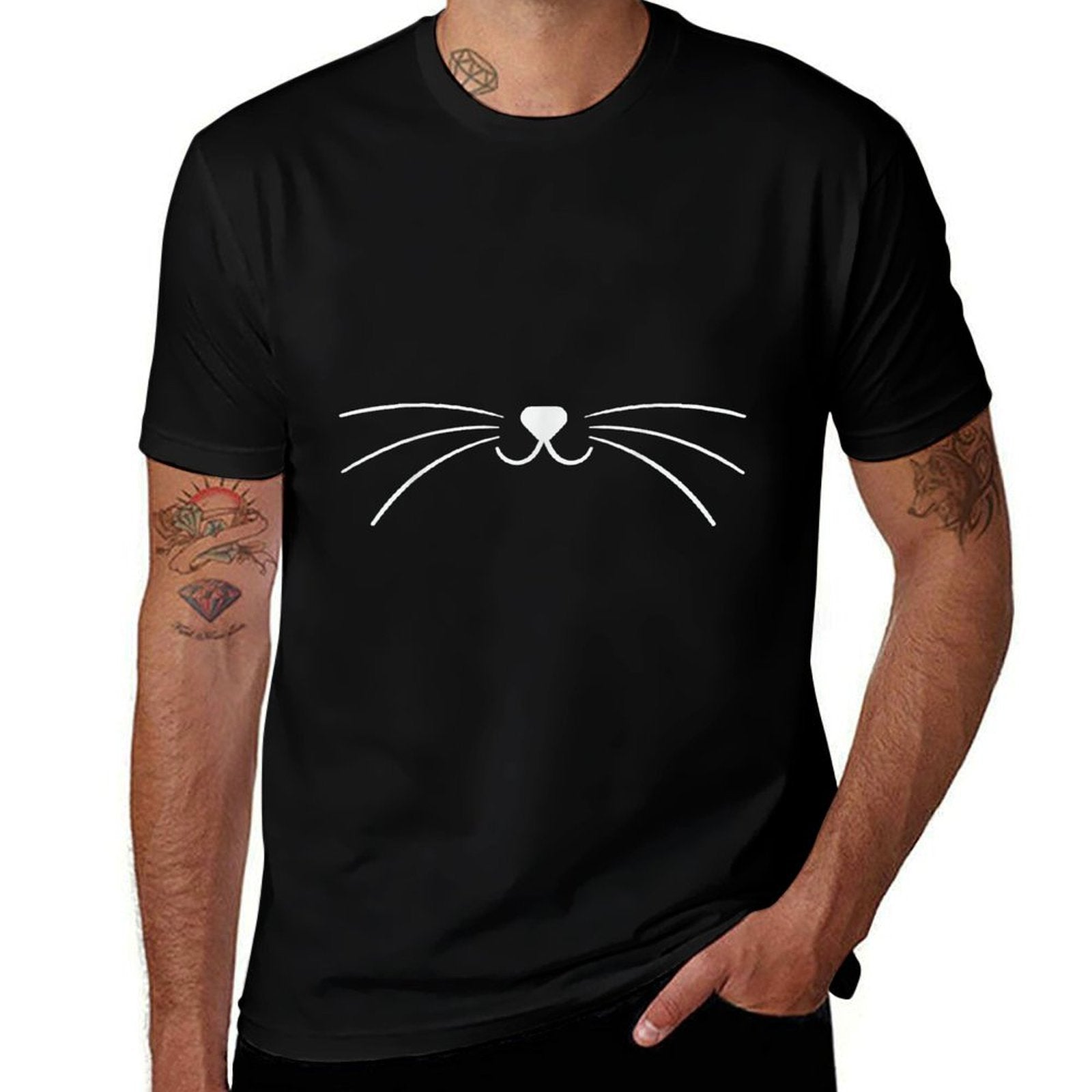 Happy Smiling Cat Face Cat Lover Minimalist Line Art Graphic  Graphic-printed T-Shirt