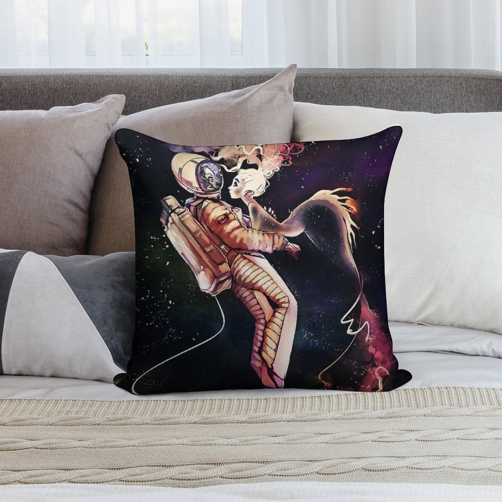 Space Mermaid Soft Warmth Comfort Throw Pillow