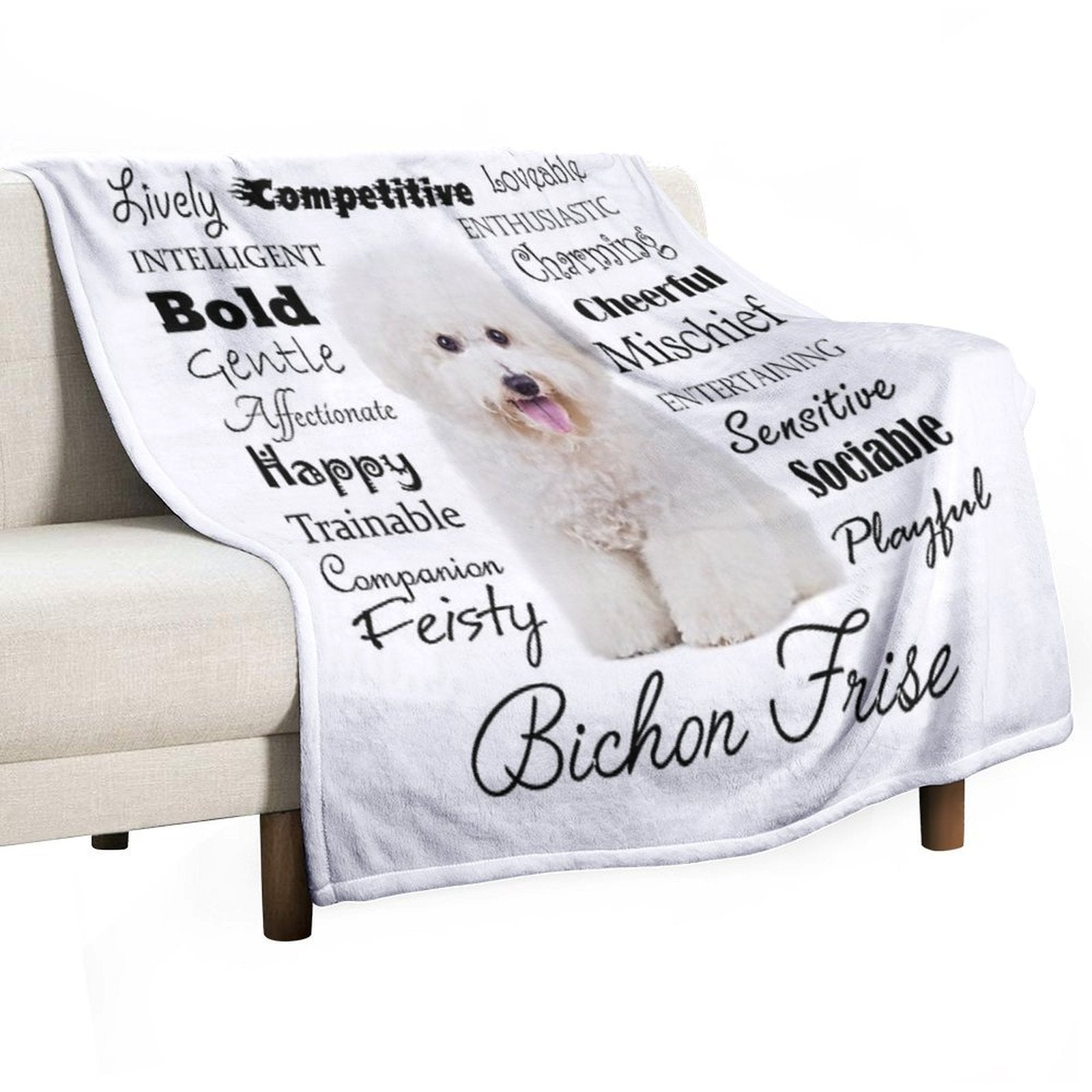 Bichon Frise Traits Easy Care Throw Blanket