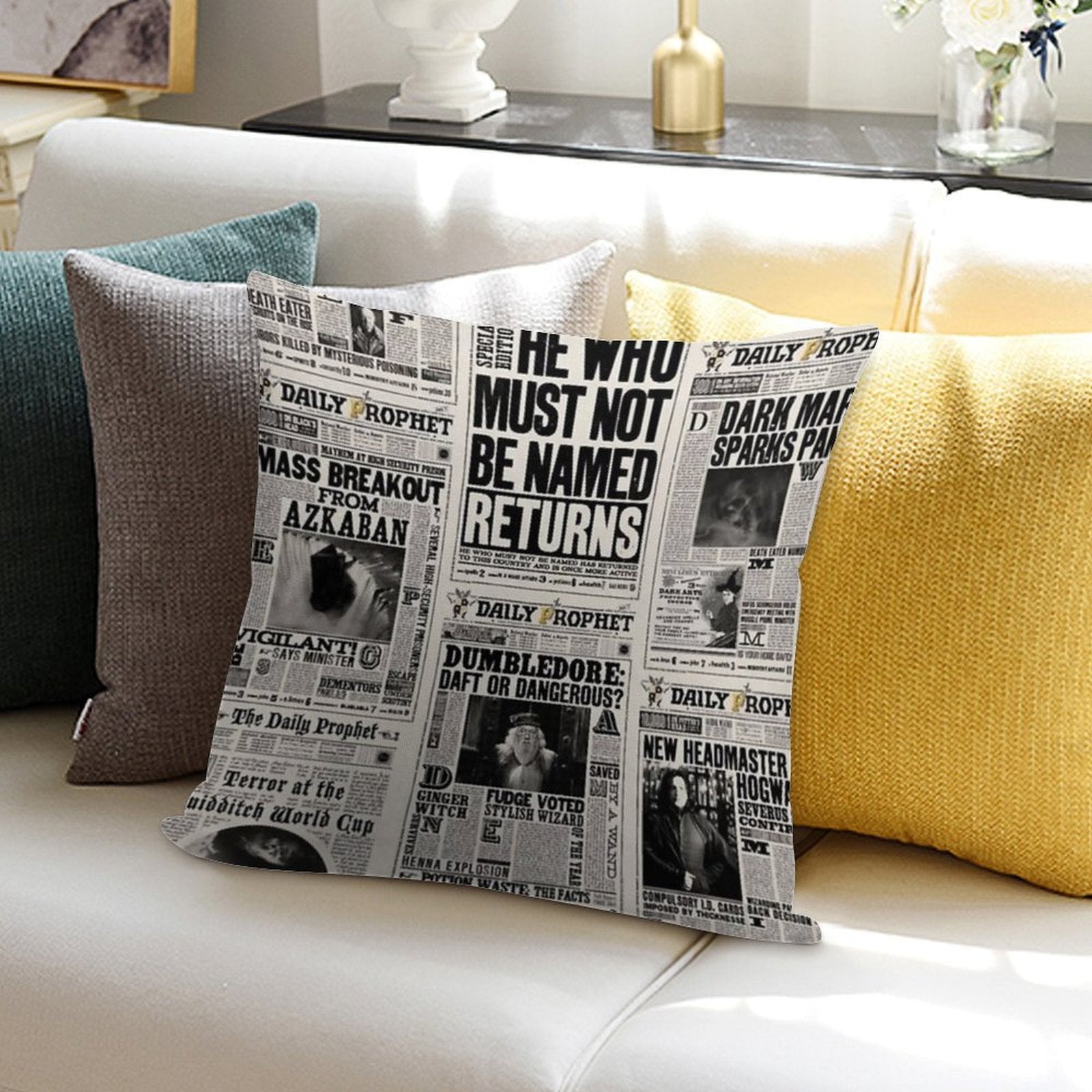 Fantasy Newspaper Soft Luxury Feel Throw Pillow
