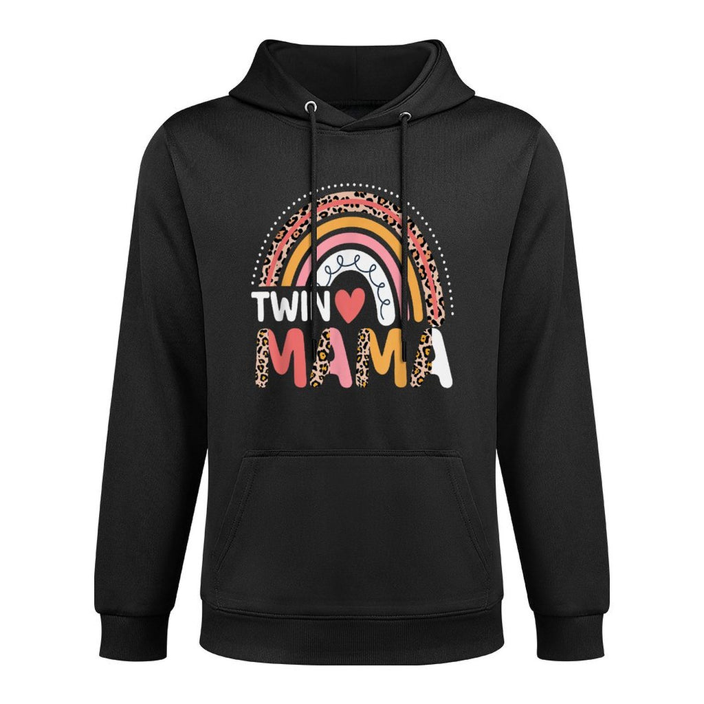 Twin Mama Mothers Day Funny Leopard Rainbow New Mom Of Twins Relaxed Fit Hoodie