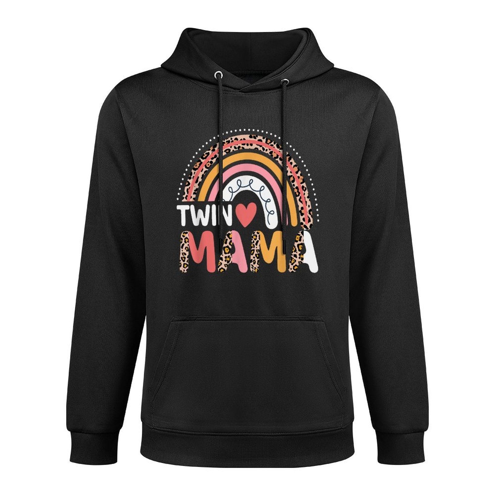 Twin Mama Mothers Day Funny Leopard Rainbow New Mom Of Twins Relaxed Fit Hoodie