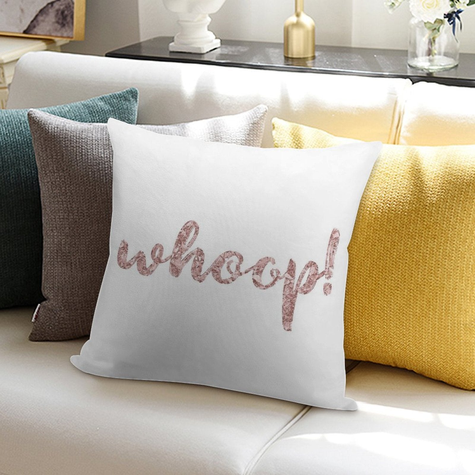 Whoop! Rose Gold Soft Luxury Feel Throw Pillow