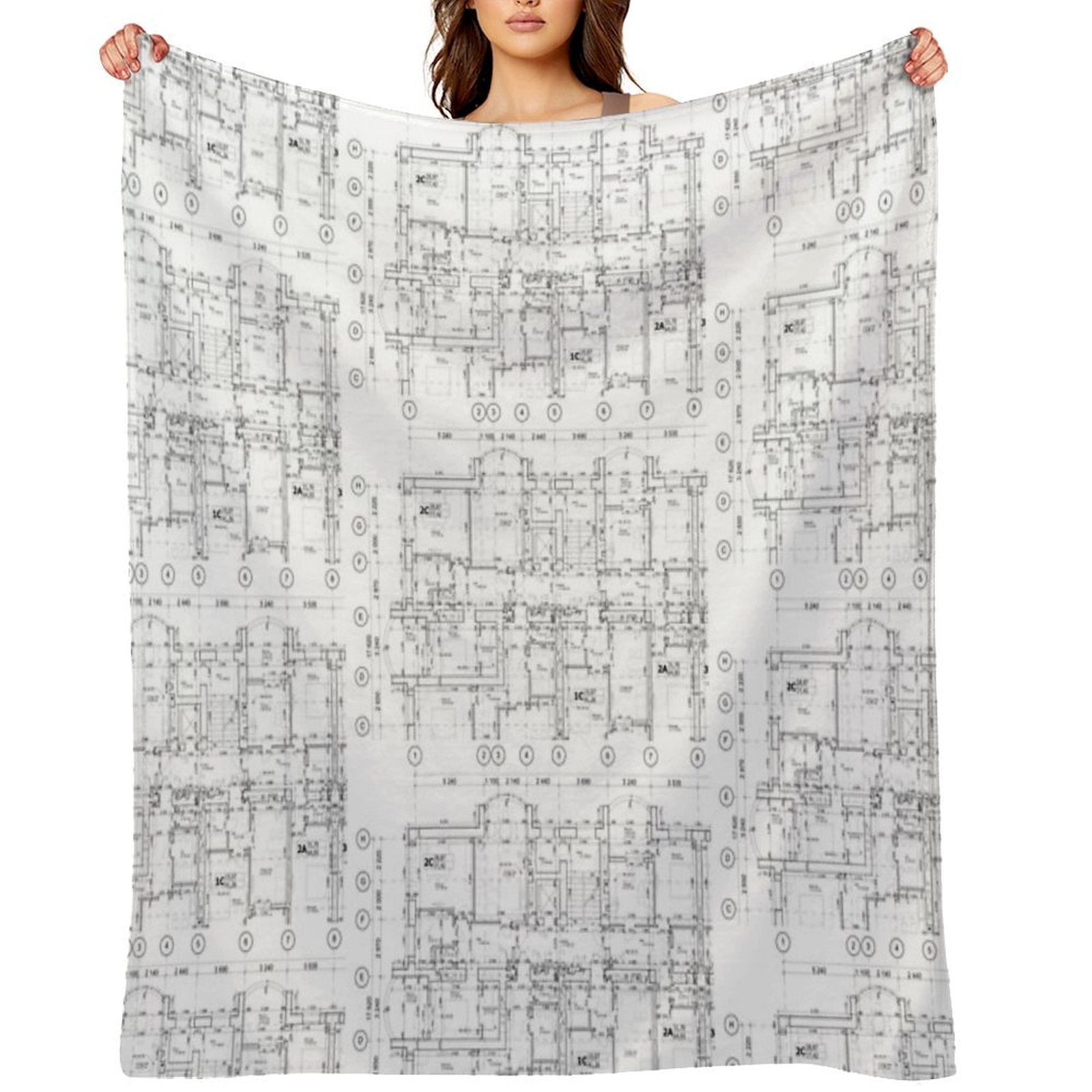 Detailed Architectural Floor Plan, Apartment Layout, Blueprint. Lightweight Throw Blanket