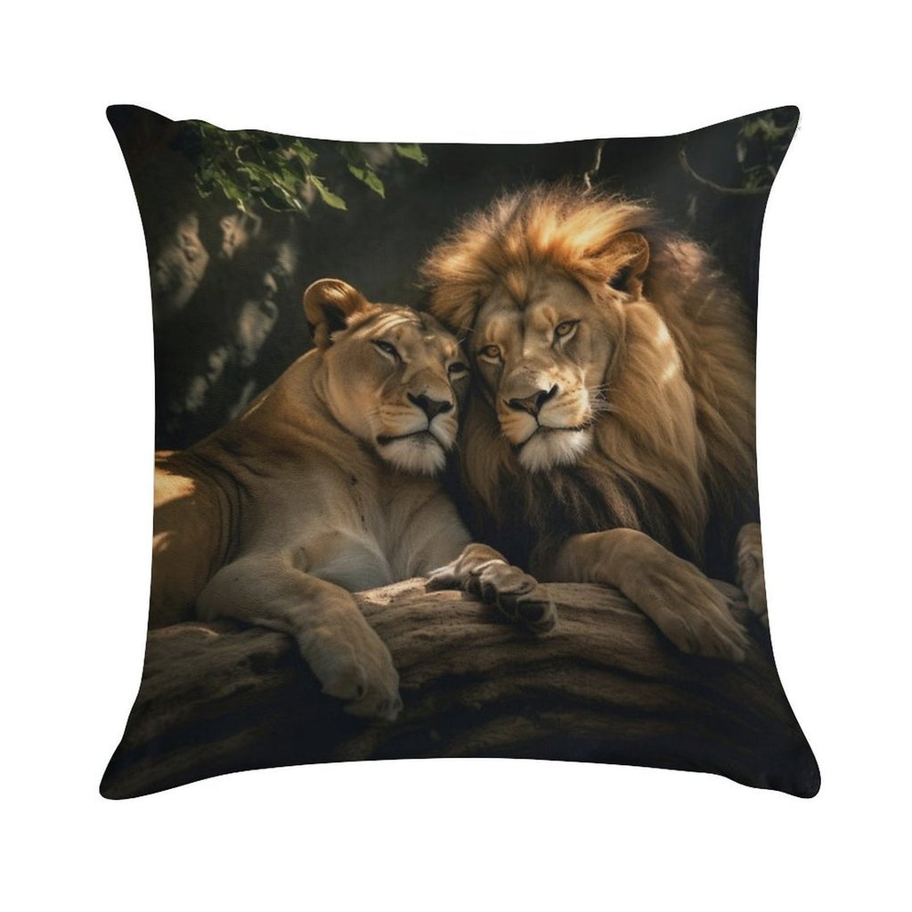 Lion And Lioness Soft Washable Throw Pillow