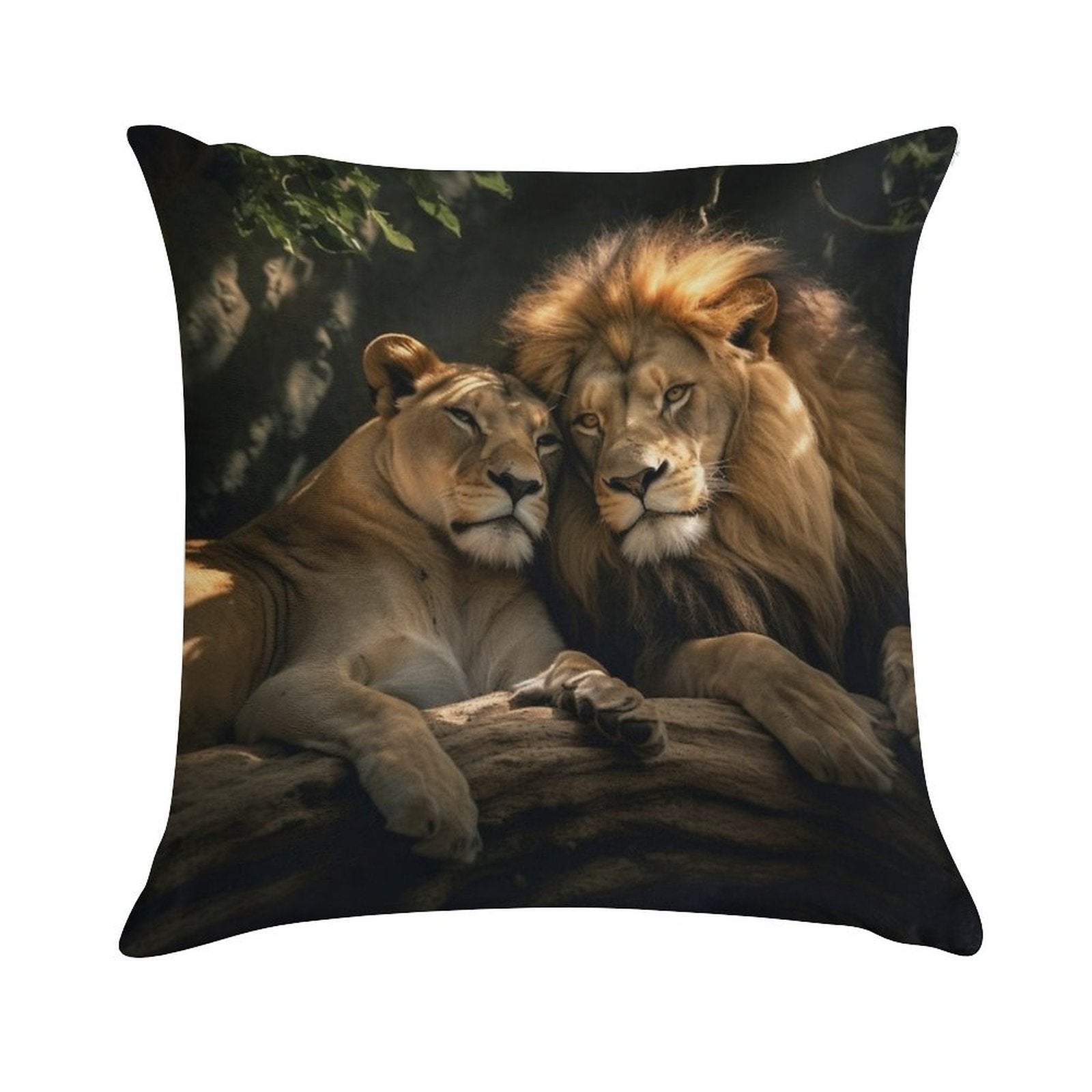 Lion And Lioness Soft Washable Throw Pillow
