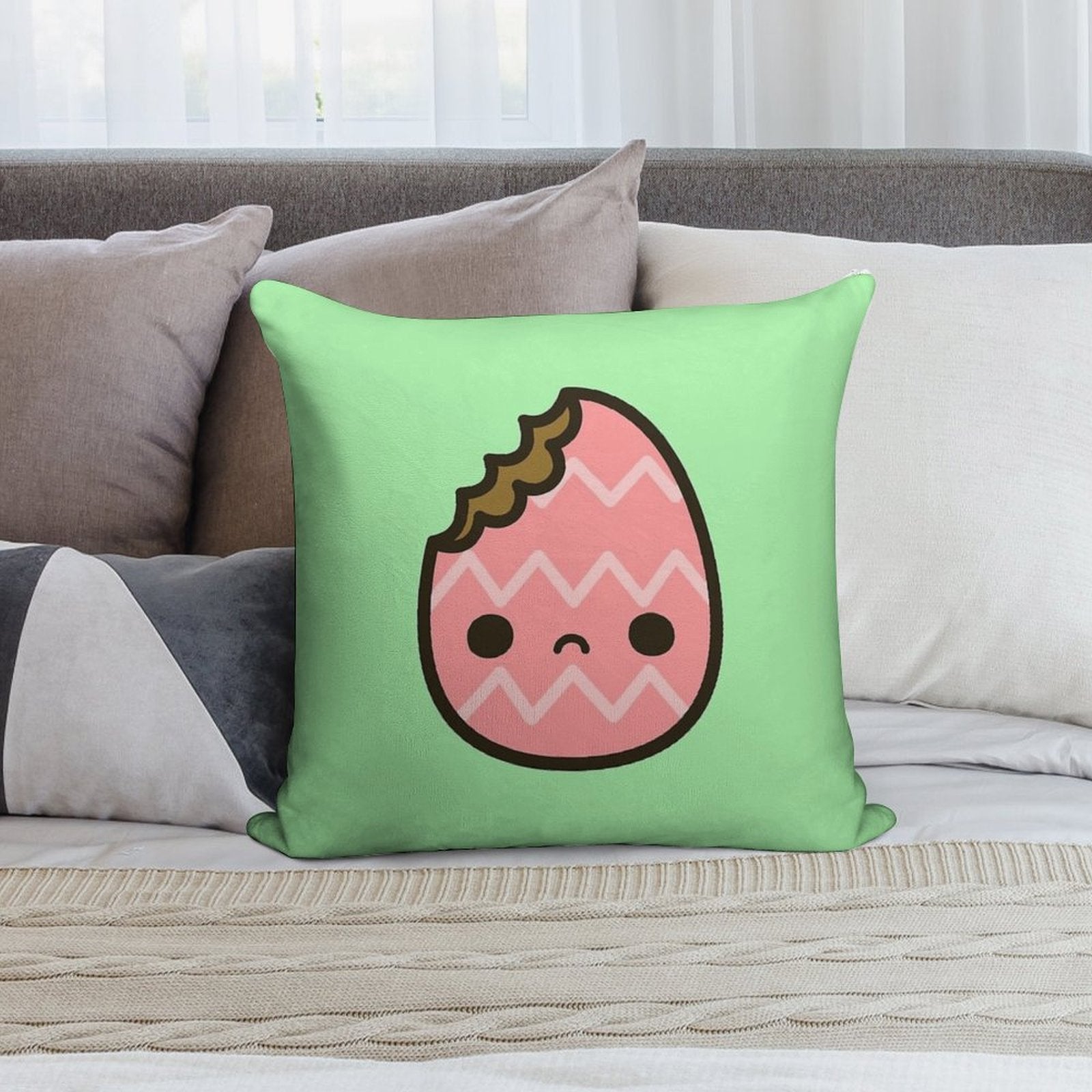 Sad Easter Egg Soft Decorative Cover Throw Pillow