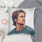 Handsome Icon Illustrated Tribute to Brad Pitt Soft High-Density Material Throw Pillow