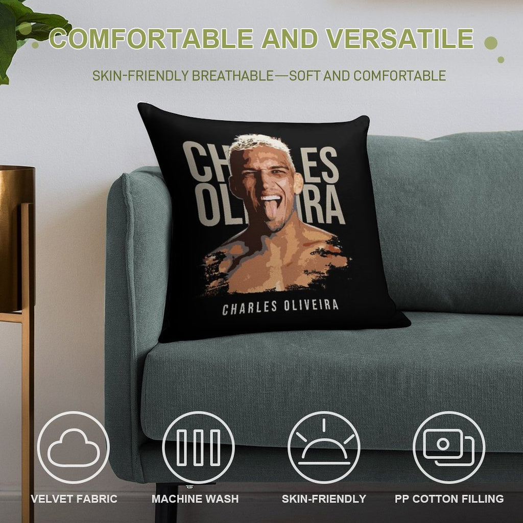 Charles Oliveira Smile Fighter Soft Shrink-Resistant Throw Pillow