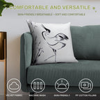 Crane in Water Looking Up  Minimalist Line Drawing  Cranes Zen Art Soft Decorative Cover Throw Pillow