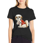 I Love Mom Tattoo Shih Tzu Mom Funny Mothers Day Gift  Ribbed Collar T-Shirt