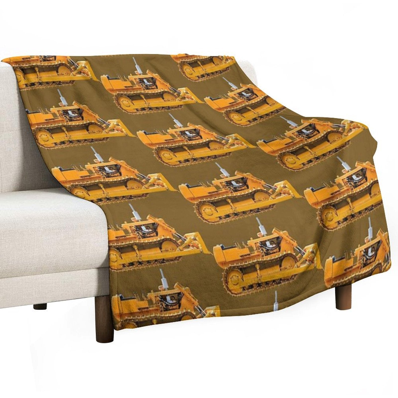Yellow Bulldozer Velvety-soft Throw Blanket