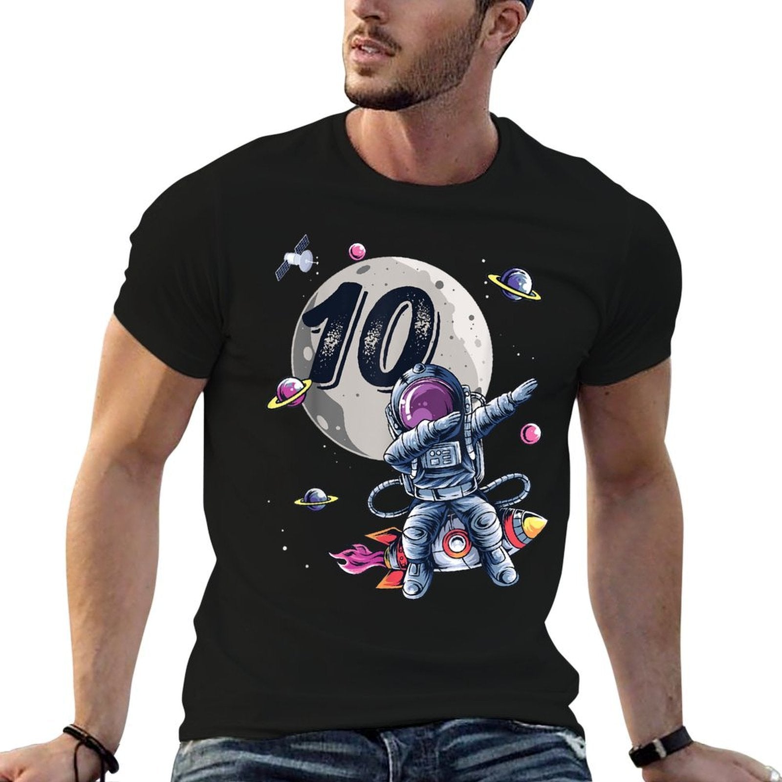 10 Years Old Birthday Boy Astronaut Gifts Space 10th B-Day  Tagless Design T-Shirt