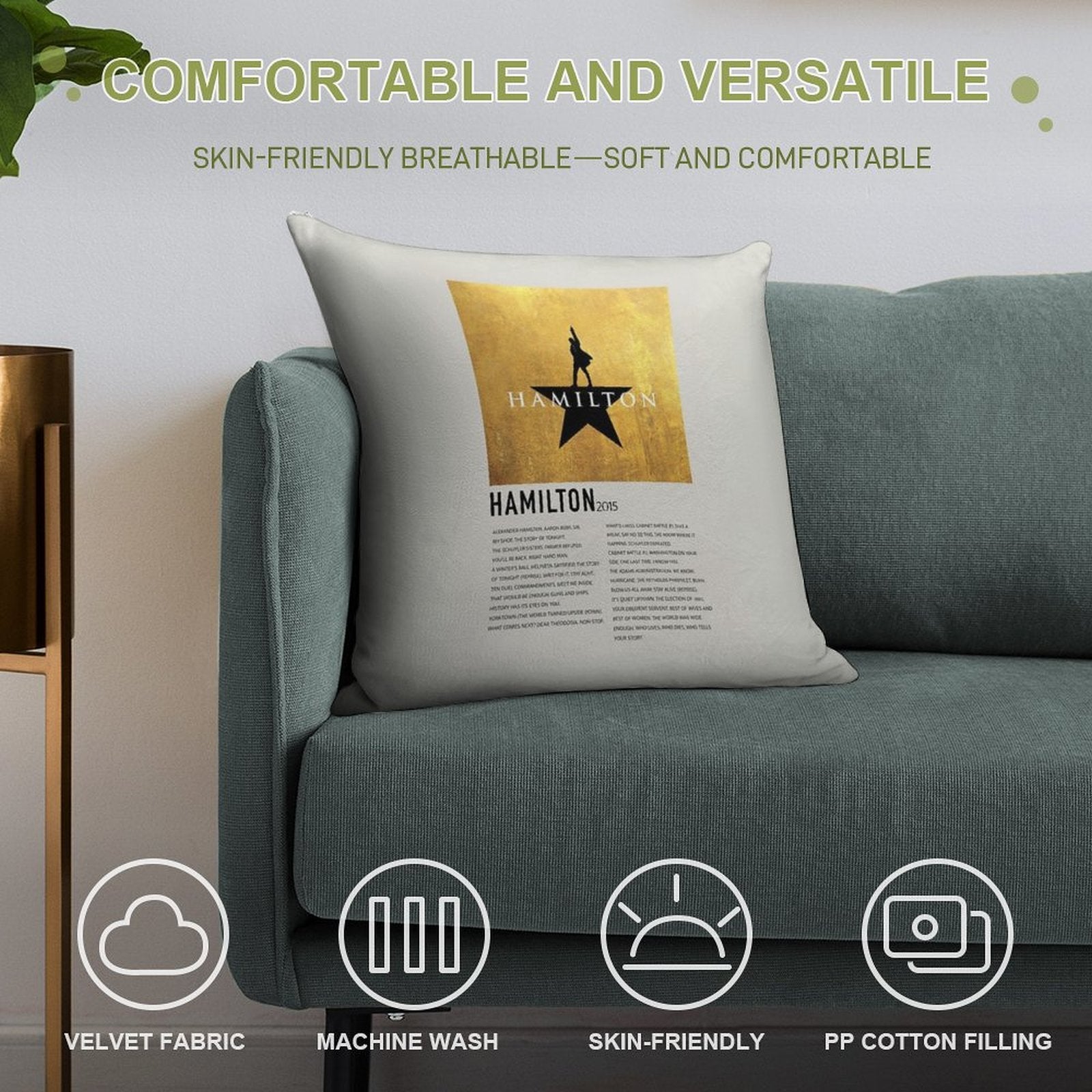 Hamilton Musical Soundtrack Soft Multiple Sizes Throw Pillow