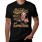 Old Row Smokin Meats And Clapping Cheeks Funny  Easy-care T-Shirt