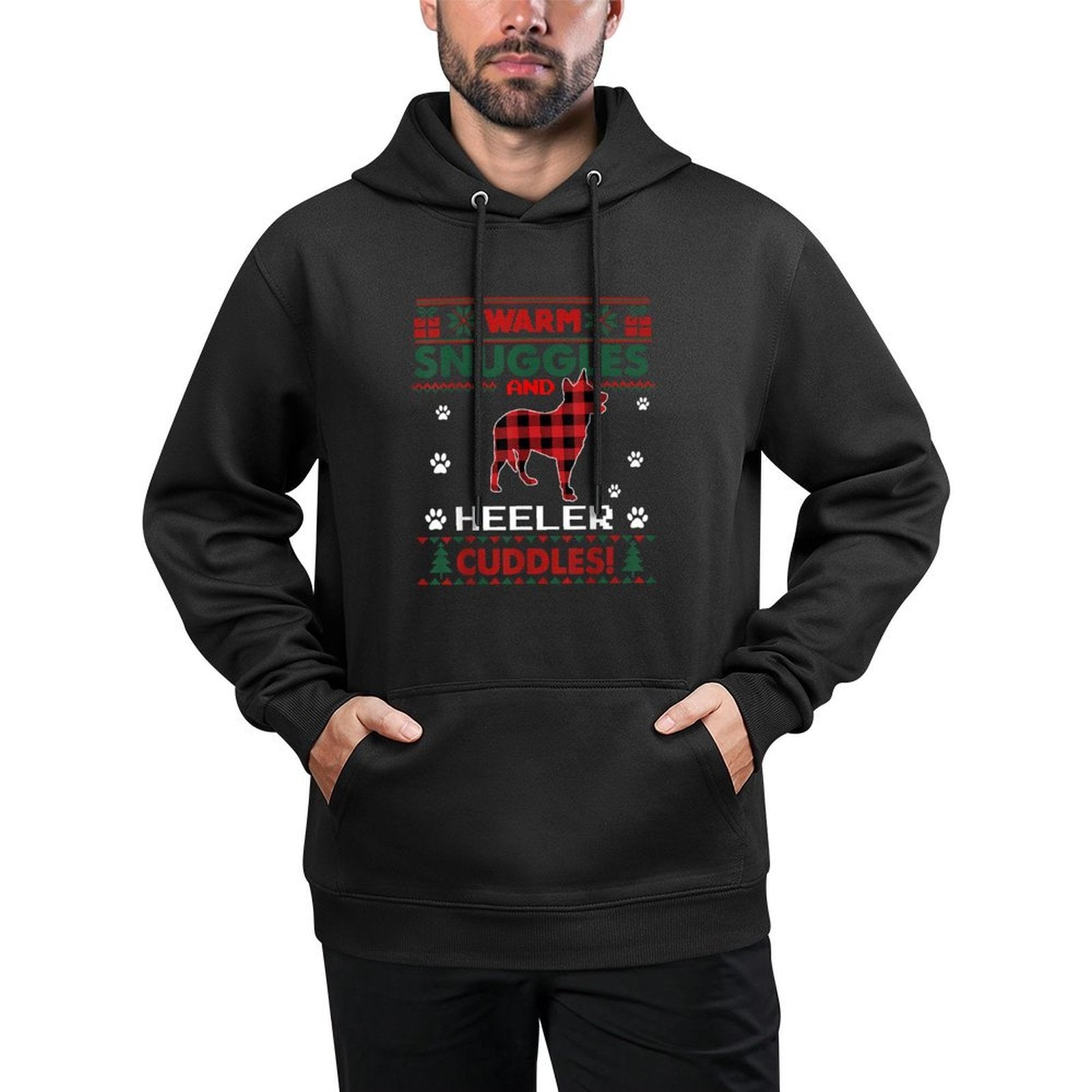 Heeler Dog Lover Christmas Pajama Xmas Ugly Christmas Adjustable Hood Hoodie