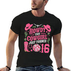 16Years Old Birthday Cowgirl Western 16yr Girl 16th Birthday  Wrinkle-resistant T-Shirt