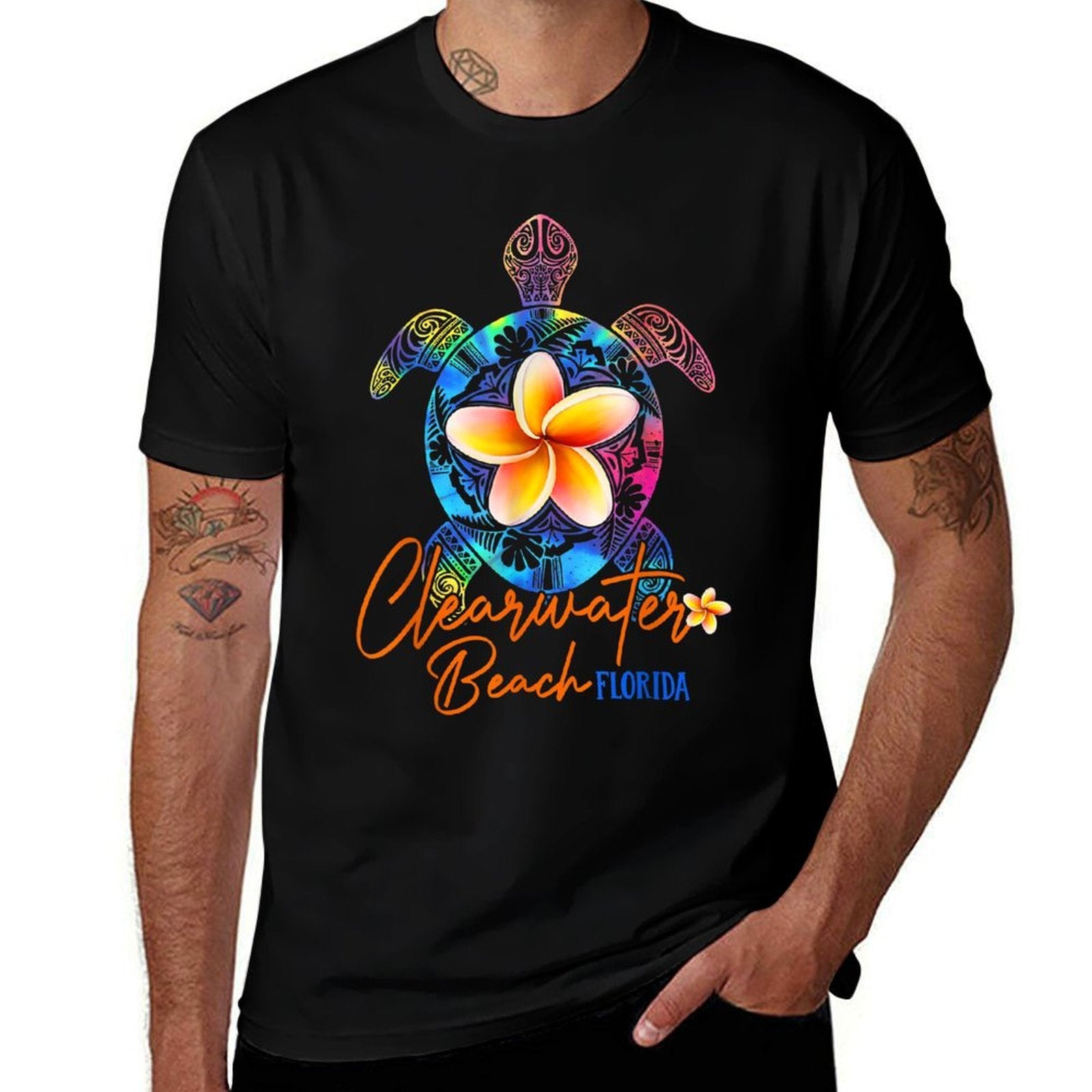 Clearwater Beach Florida Tie Dye Sea Turtle Vacation 2025 Comfortable T-Shirt