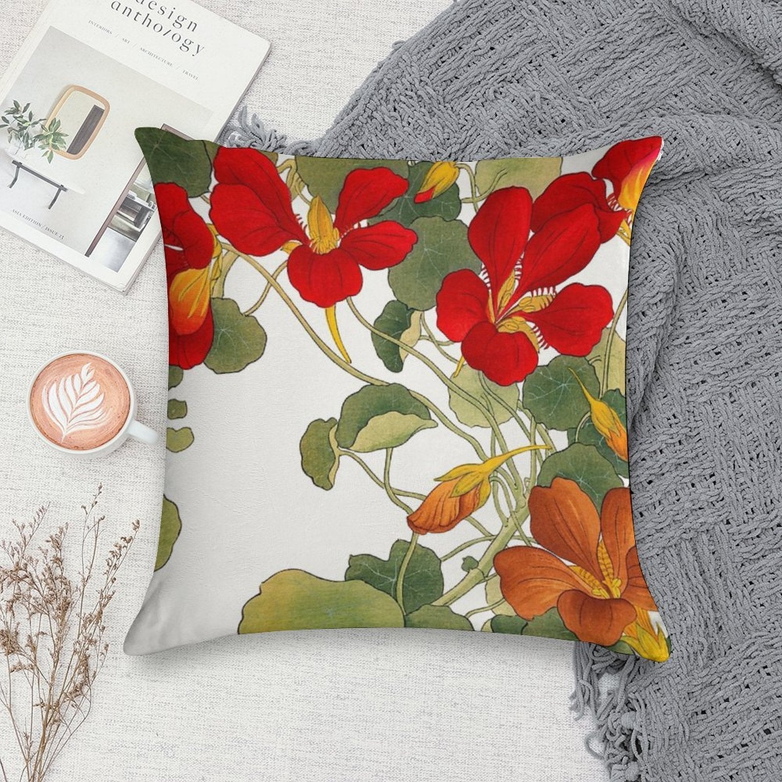 Nasturtium Flower Soft Luxury Feel Throw Pillow
