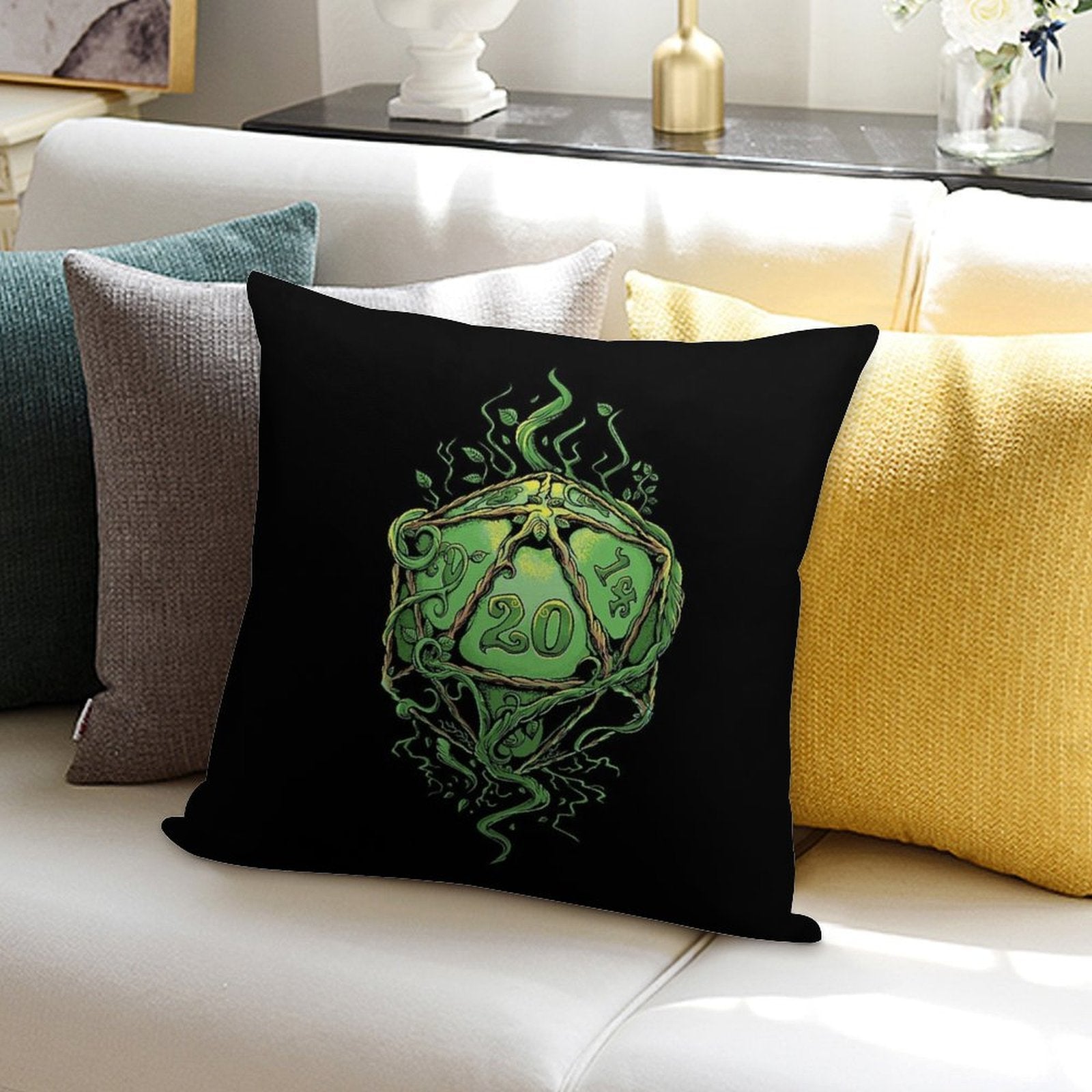 D20 of Growth Soft Fade-Resistant Throw Pillow
