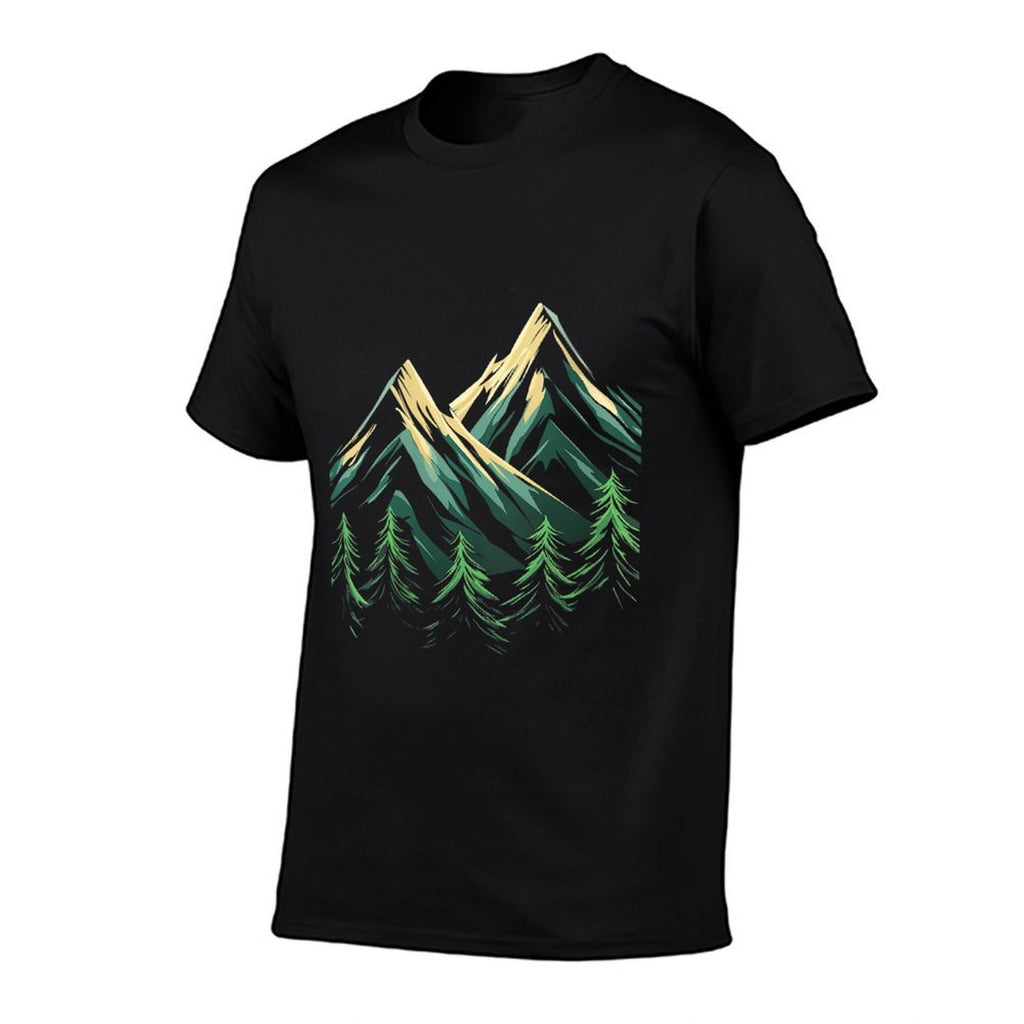 Womens Vector Mountain Landscape  Cotton T-Shirt