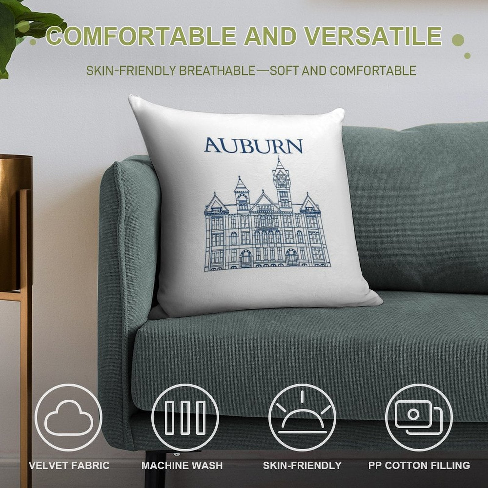 Samford Hall Soft Decorative Cover Throw Pillow