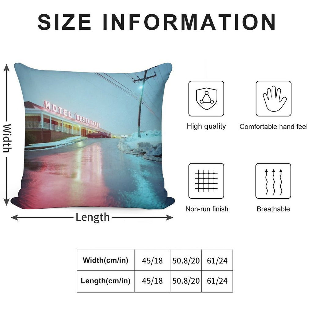 Rainy Motel Lights Soft Skin-Friendly Throw Pillow