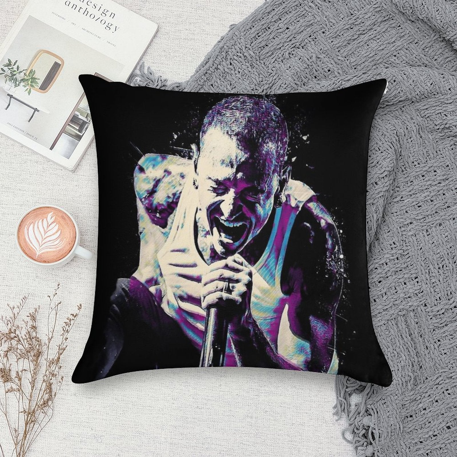 Chester Bennington Tribute LP What I've Done Pop Art Soft Anti-Pilling Throw Pillow