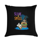 Slice And Spell Halloween Burger Pizza Shirt Soft Fade-Resistant Throw Pillow