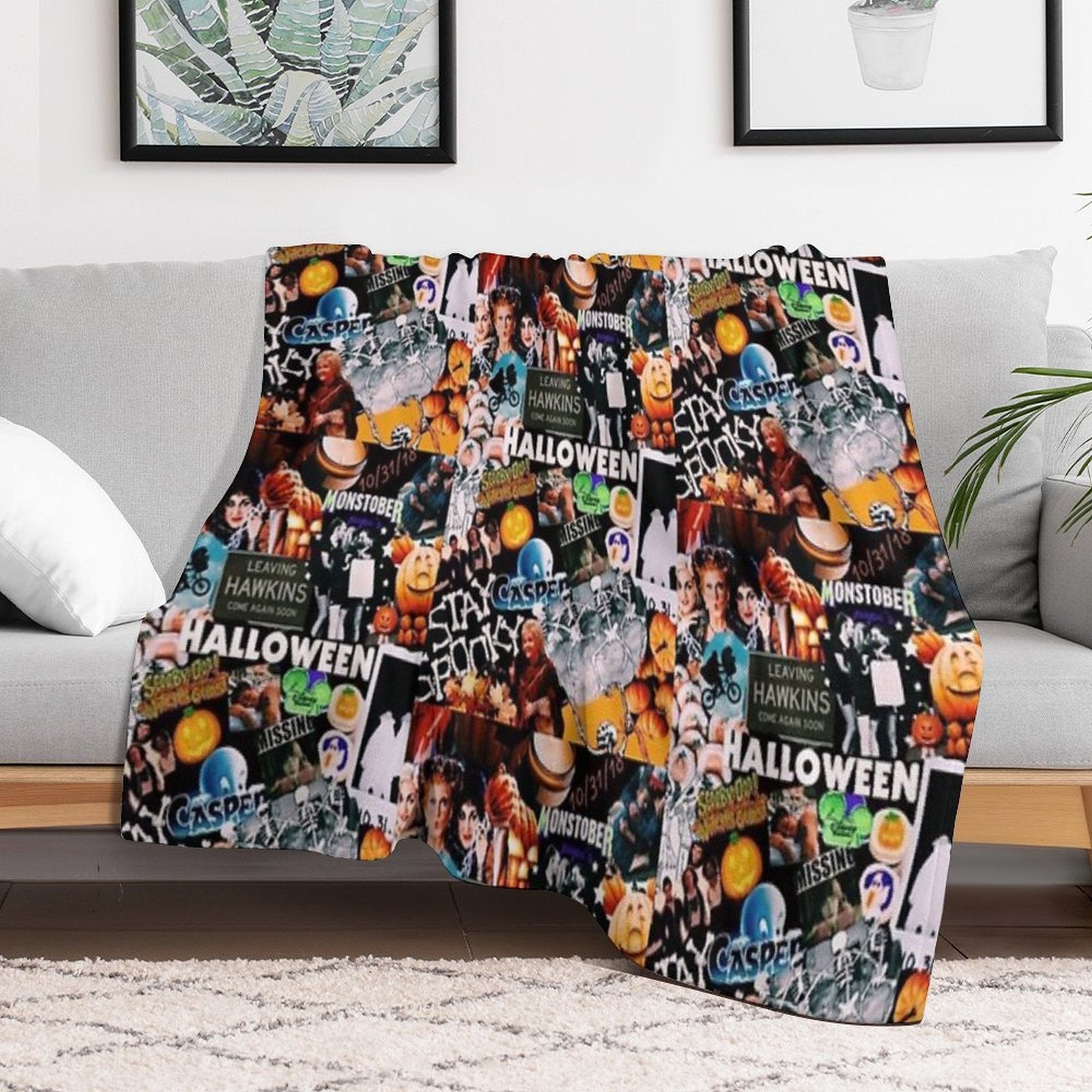 Halloween Collage Durable Throw Blanket