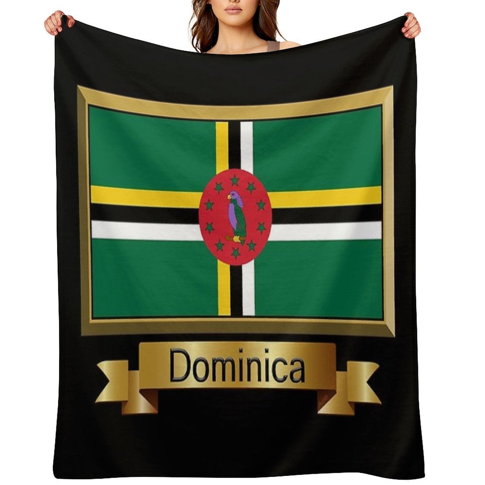 Dominica Flag Gifts, Stickers & Products - Named Lightweight Throw Blanket