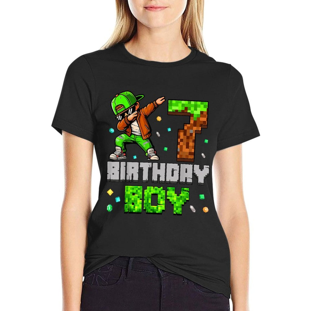Birthday Boy Its My 7th Birthday Pixel Dabbing 7 Year Old  Affordable Price T-Shirt