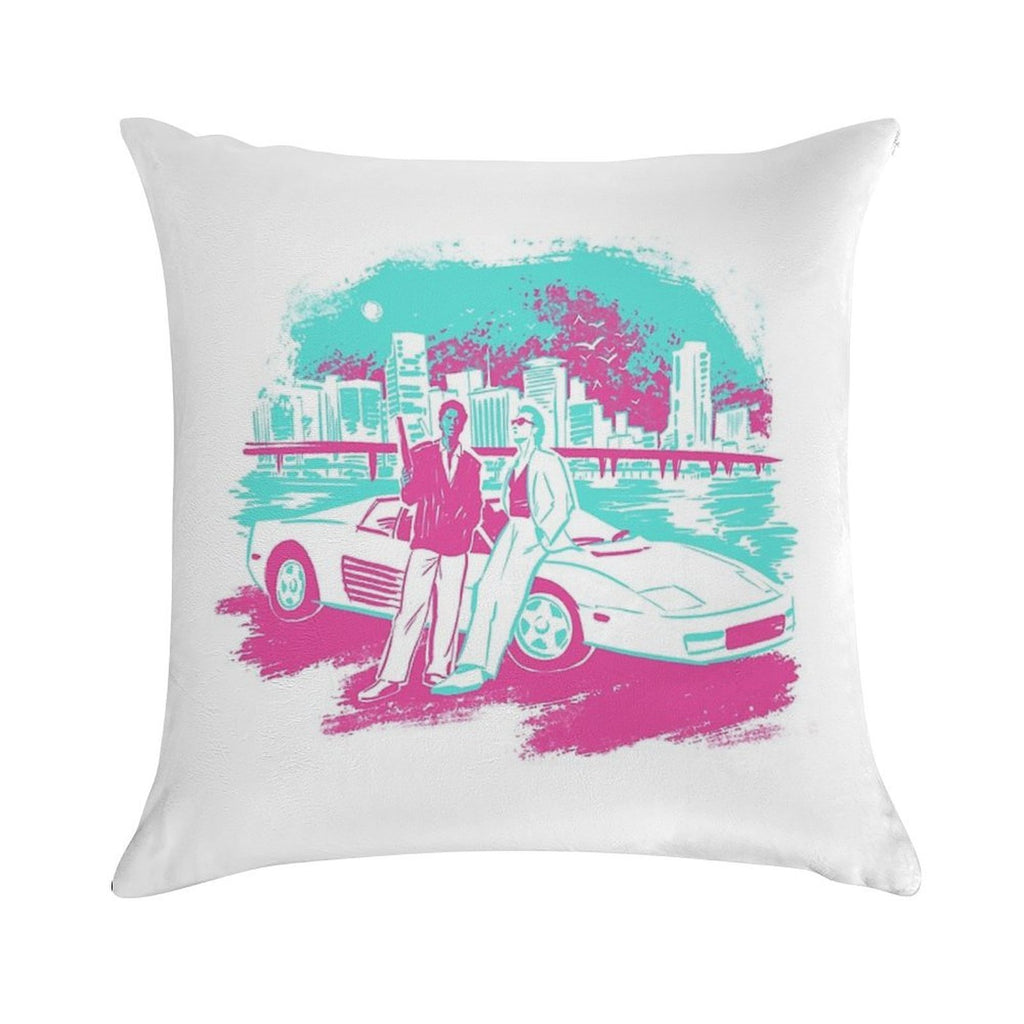 Miami Vice Sunset Soft Ultra-Soft Texture Throw Pillow
