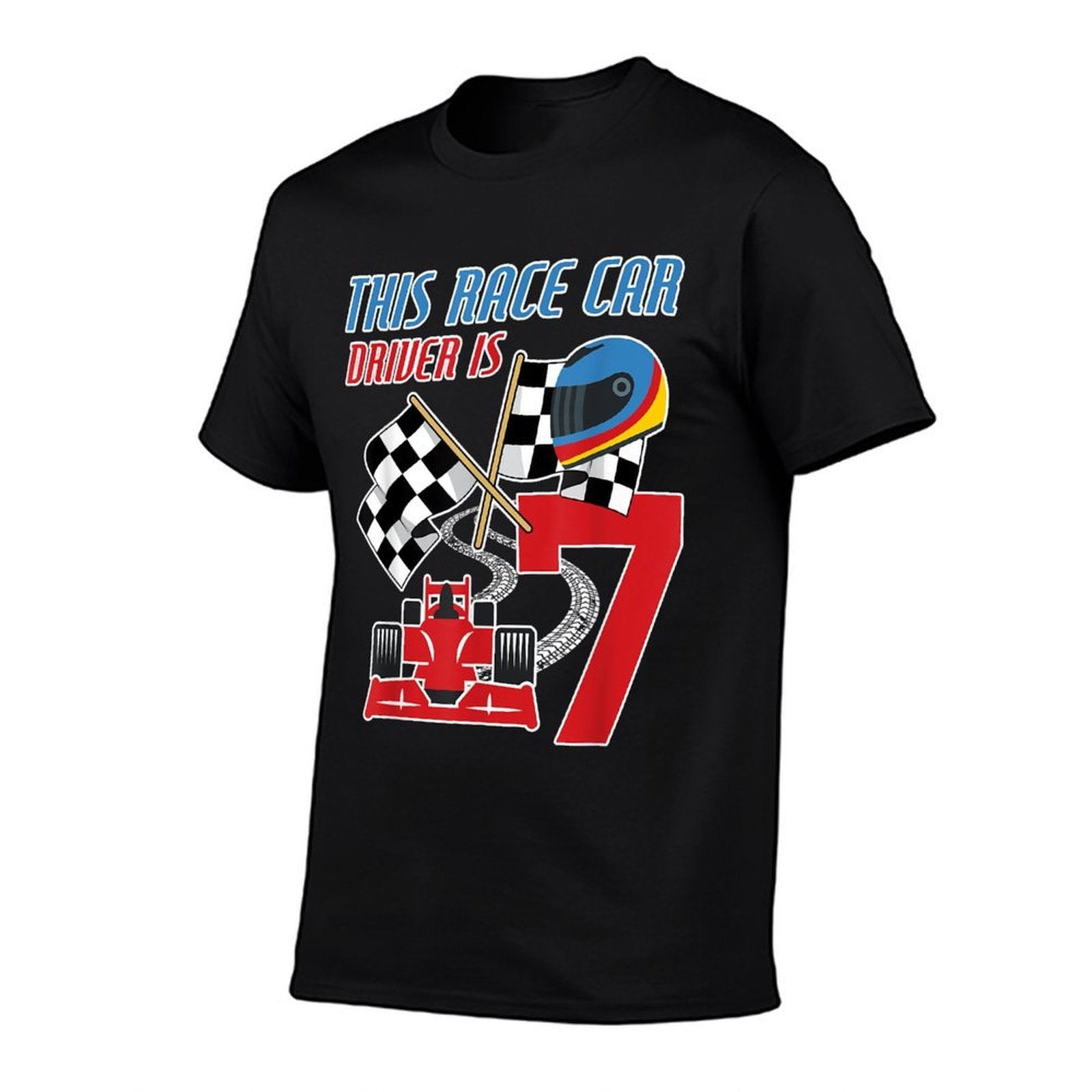 7th Birthday Boy Race Car 7 Years Old Racing Driver Kid  Wrinkle-resistant T-Shirt