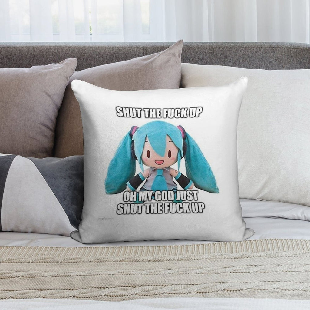Hatsune Miku Plush Asks U 2 Cease Soft Reinforced Edging Throw Pillow