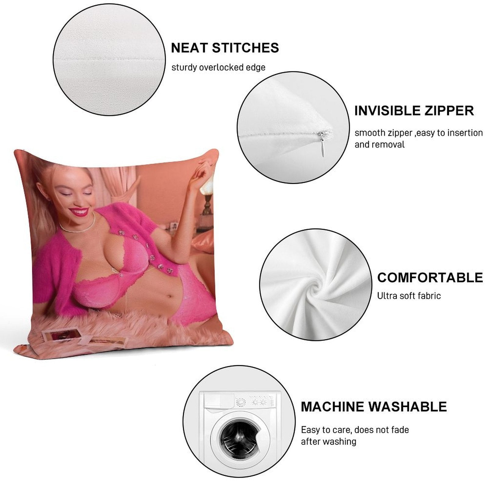 Sydney Sweeney Soft Style Accent Throw Pillow