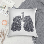 Lungs with Peonies Soft Skin-Friendly Throw Pillow