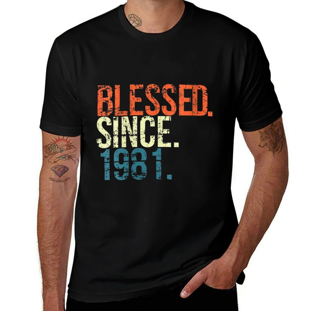 Womens Blessed Since 1981 40th Birthday Gifts Vintage  Eco-friendly Material T-Shirt