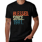 Womens Blessed Since 1981 40th Birthday Gifts Vintage  Eco-friendly Material T-Shirt