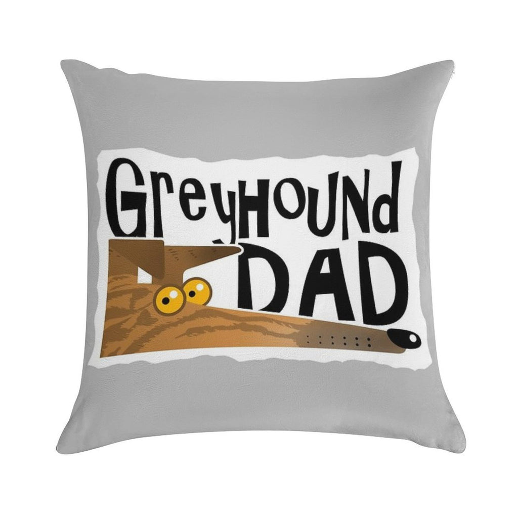Greyhound Dad (brindle) Soft Short Plush Fabric Throw Pillow