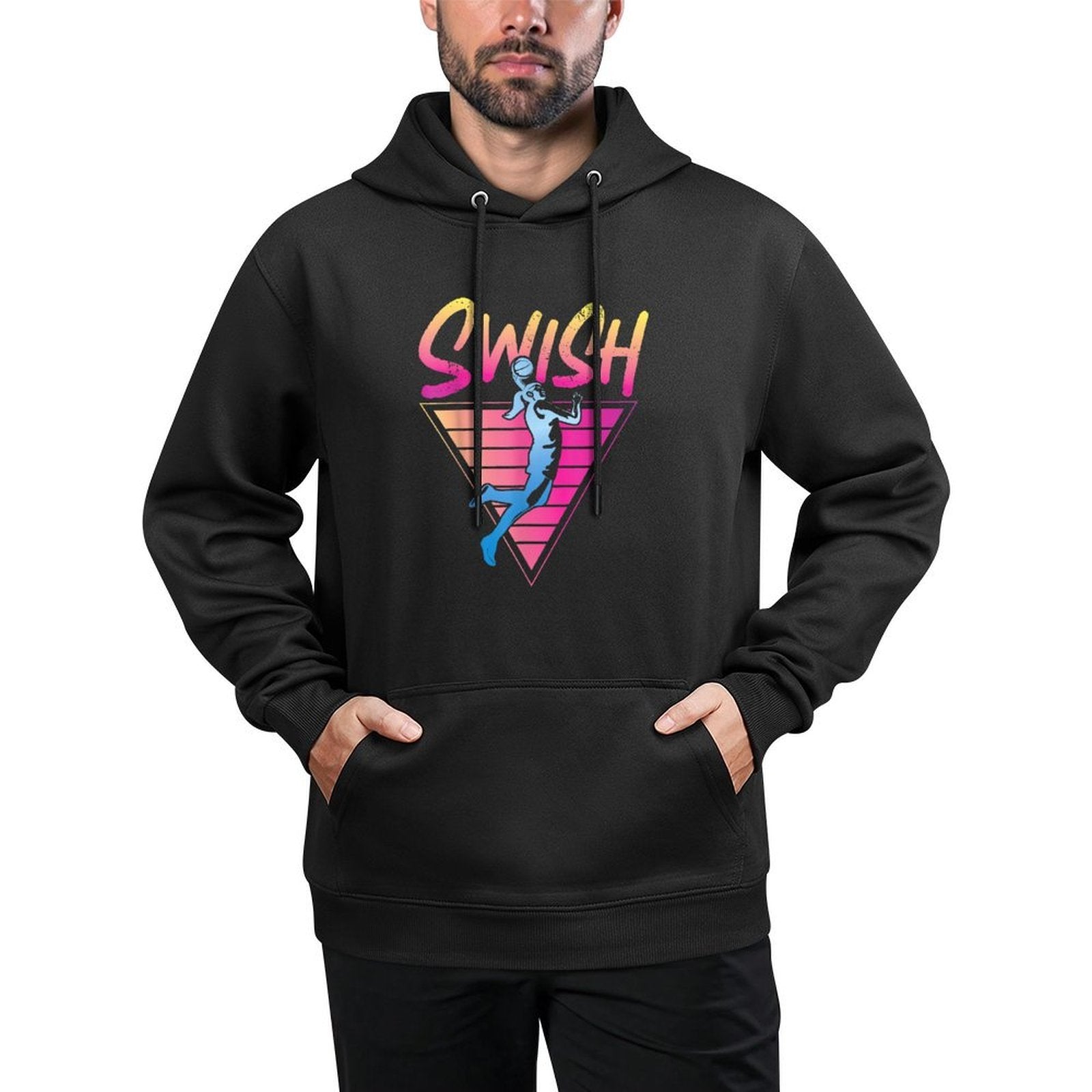 Basketball Bball Retro 90s 80s Swish Moisture-Wicking Hoodie