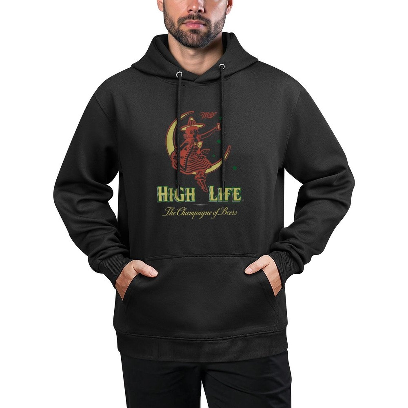 Miller High Life The Champagne Of Beers Girl On Moon Vintage Adjustable Hood Hoodie